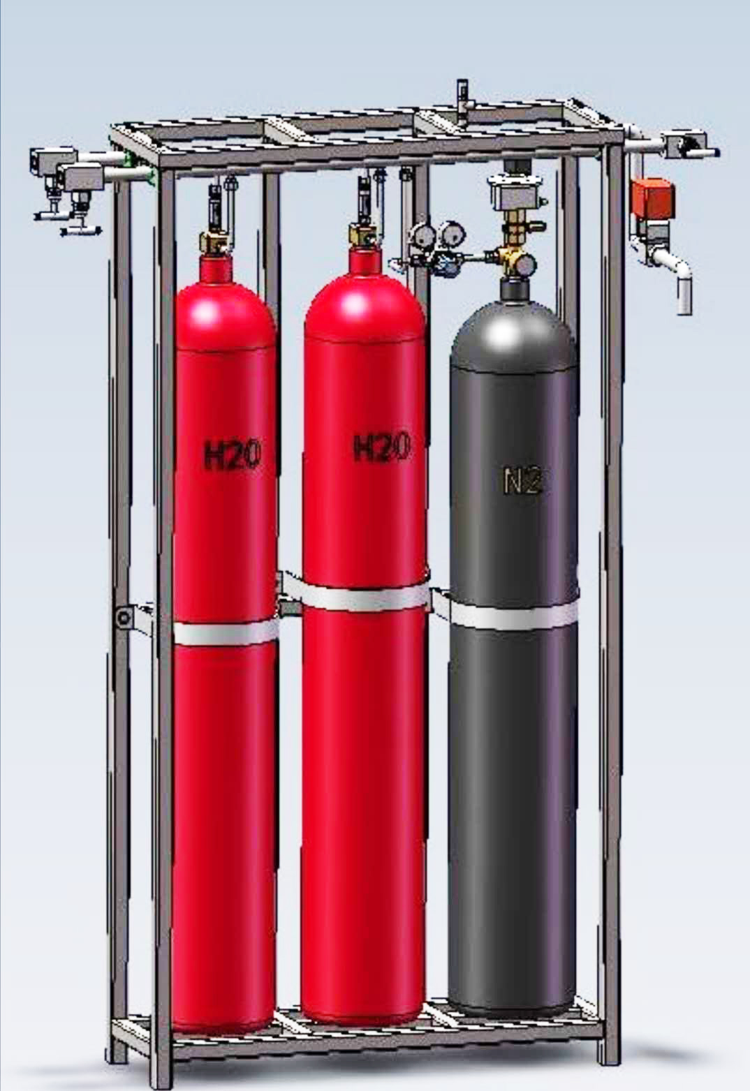 Cylinder high pressure water mist system